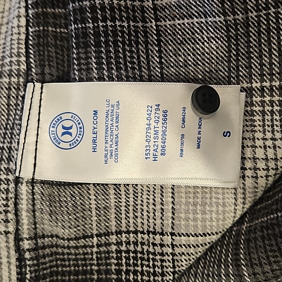 NWT Hurley mens flannel button up sz SM - Picture 8 of 8